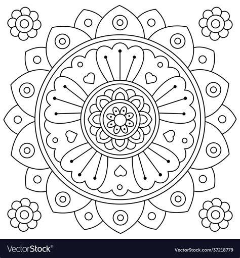 Mandala coloring page black and white Royalty Free Vector