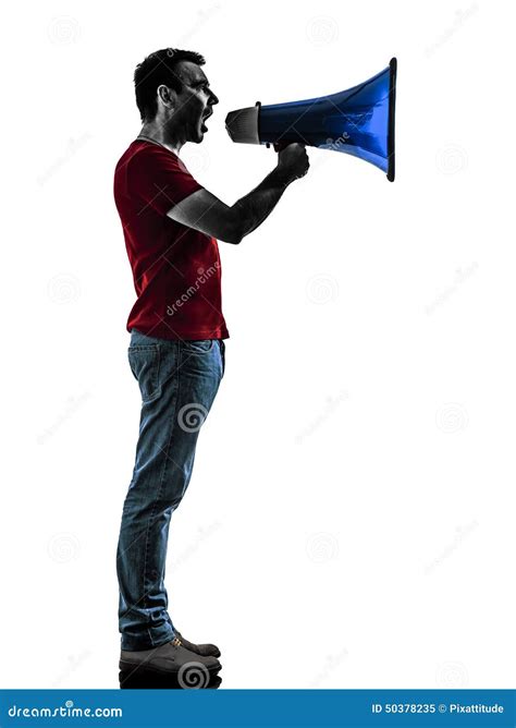 Man with Megaphone Silhouette Stock Image - Image of side, backlit: 50378235