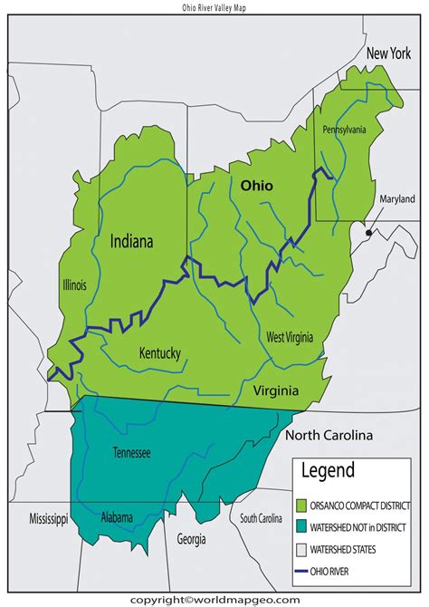 Ohio River Map - Where Ohio river valley is located?