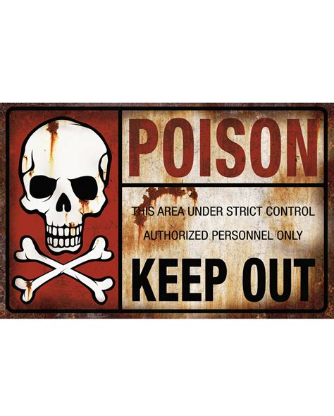 Poison Keep Out Warning Sign Halloween Deco | horror-shop.com