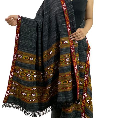 Women Casual Wear 3 Stripe Black Yak Wool Shawl, Size: 84x39in, Rs 3499 ...