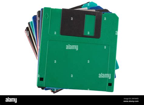 Colored old retro floppy diskettes in stack. Isolated on white background Stock Photo - Alamy