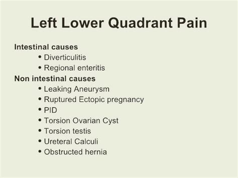 Causes of left lower quadrant abdominal pain - PT Master Guide