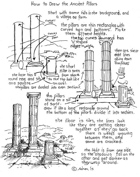 How to Draw Worksheets for The Young Artist: How to Draw The Ancient Roman Pillars Worksheet