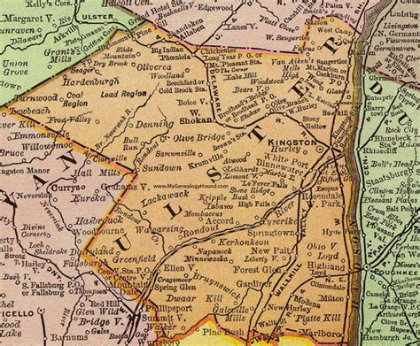 Ulster County, New York 1897 Map by Rand McNally, Kingston, NY