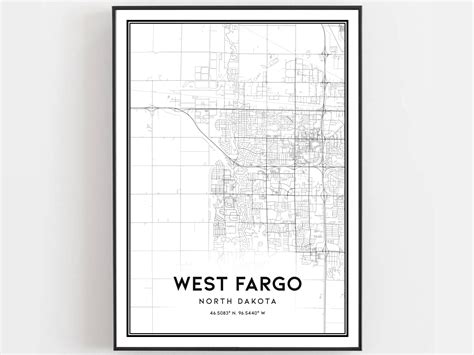 West Fargo Map Print West Fargo Map Poster Wall Art Nd City - Etsy