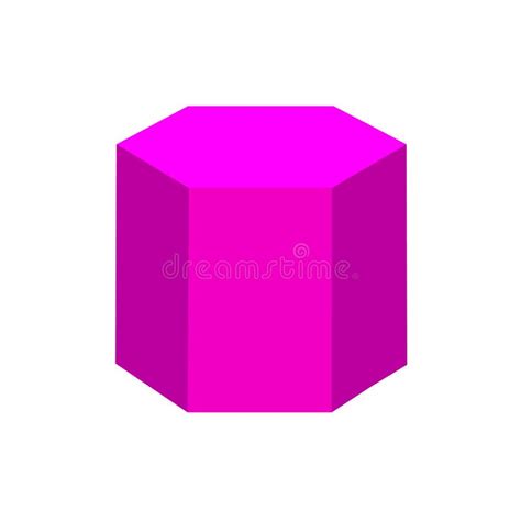 Purple Hexagonal Prism Basic Simple 3d Shapes Isolated on White ...