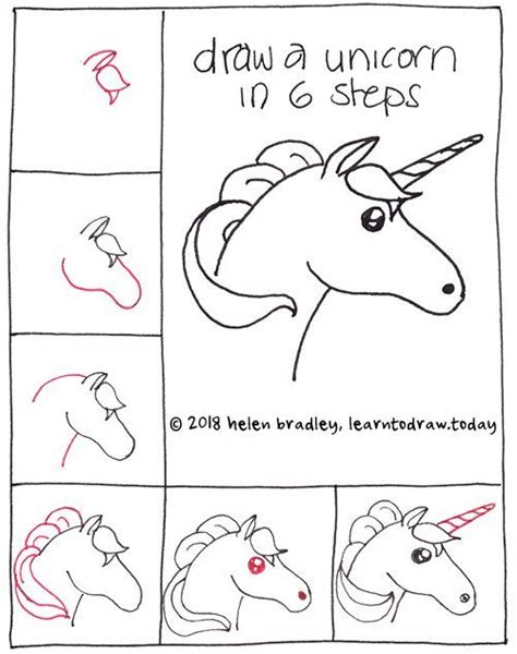 simple steps for unicorn Drawing Lessons, Guided Drawing, Art Lessons, Doodle Art, Doodle ...