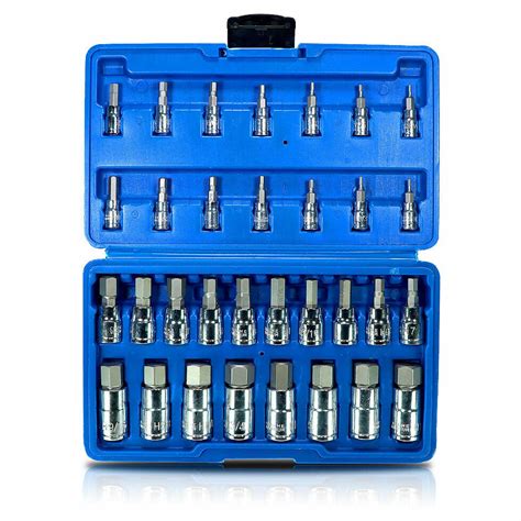 32pc Master Hex Bit Set Sae & Metric Socket Set Standard Allen 1/4 3/8 1/2 Inch - New for sale ...