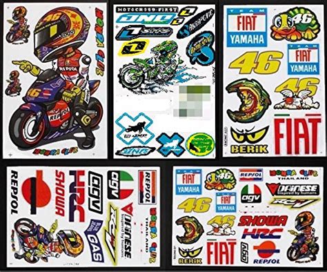 5 x MOTO-GP VALENTINO ROSSI 46 RACING HELMET DECAL STICKERS - Buy ...