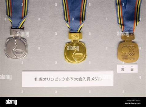 Medals for Sapporo winter Olympics : History of the Olympics in Japan. at Japan Mint in Osaka ...