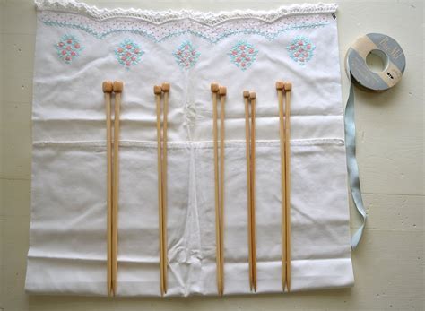 How To Make A Knitting Needle Holder From Vintage Linens - MomAdvice