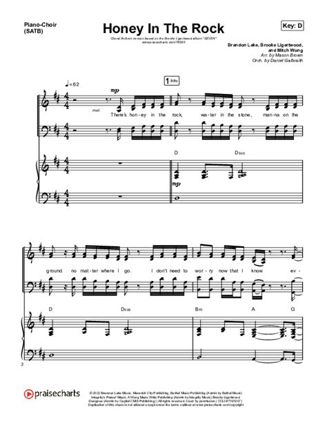 Honey In The Rock (Choral Anthem SATB) Sheet Music PDF (Brooke Ligertwood / Arr. Mason Brown ...