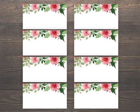 Blank Name Tag Template Floral Name Tags Floral Wedding | Etsy | Name tag templates, Tag ...