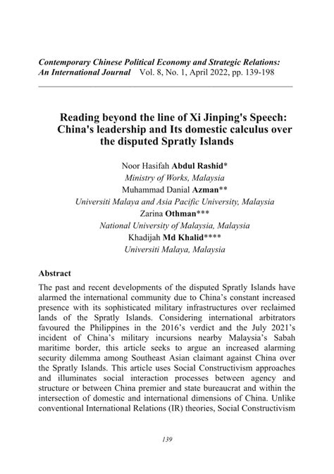 (PDF) Reading beyond the Lines of Xi Jinping's Speech: China's ...