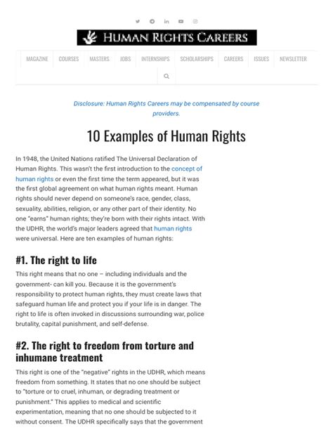 10 Examples of Human Rights _ Human Rights Careers | PDF | Human Rights ...