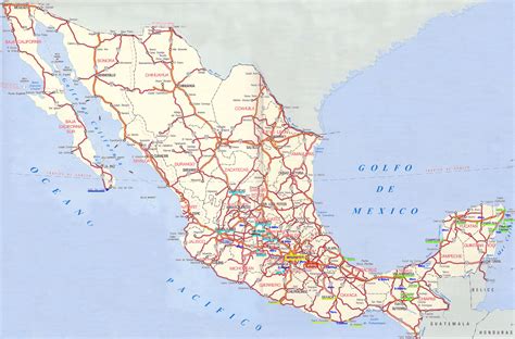 Large detailed roads and highways map of Mexico | Mexico | North ...