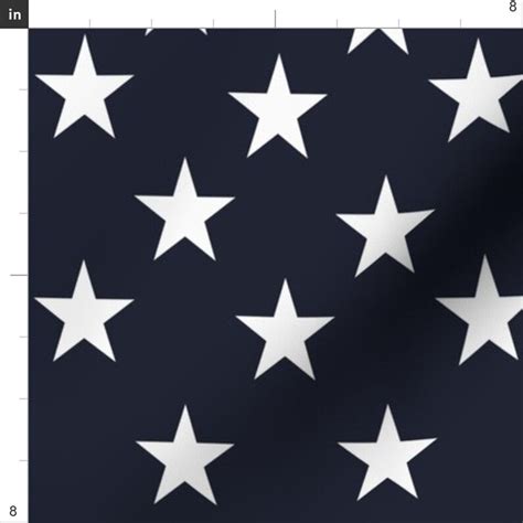 Blue Stars America Fabric White Stars on Navy Blue by Evault - Etsy