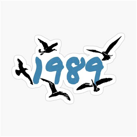 birds flying around in the sky with the words 1989 written on it's side