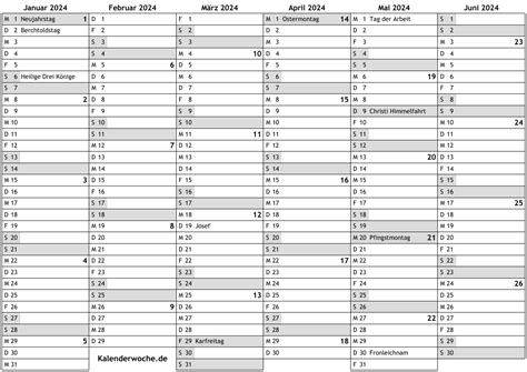 Kalender 2024 mit Kalenderwochen und Feiertagen in Schweiz … online ...