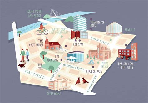 New map of some Manchester restaurants for design agency 93ft ...