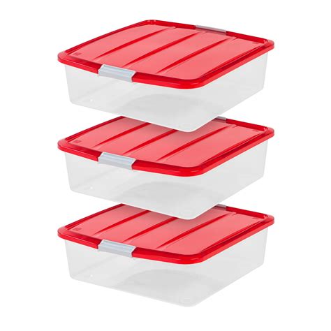 IRIS 20 Inch Wreath Storage Box, 3 Pack, Red - Walmart.com