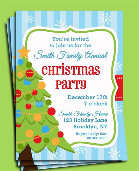 Christmas Party Invitation Printable Christmas Tree in Snow