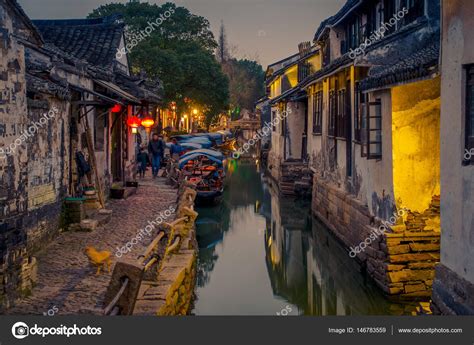 SHANGHAI, CHINA: Beautiful evening light creates magic mood inside Zhouzhuang water town ...