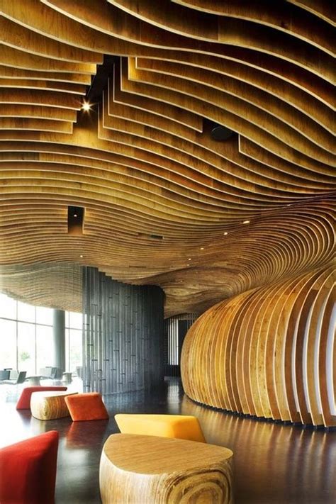 Interior architecture wood lines curves spacial element | architectural details | Pinterest ...