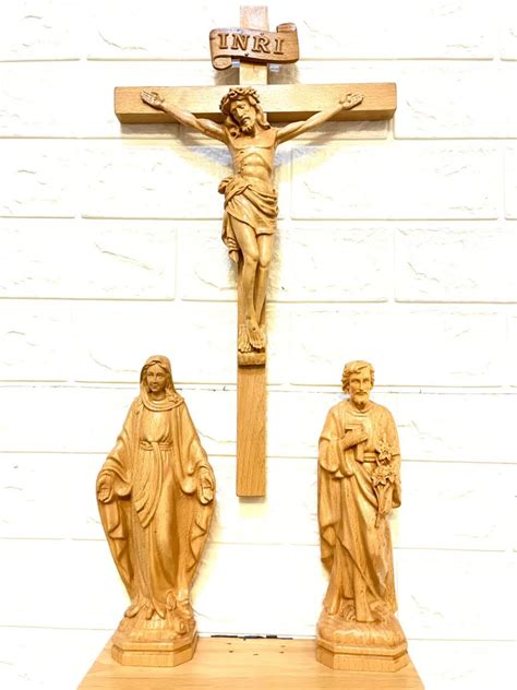 Handmade Prayer Altar Catholic - Catholic Triptych - Wood Carving - Catholic Gifts ...