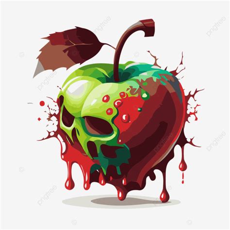 Poison Apple Vector, Sticker Clipart Fruit With Skull And In It Cartoon, Sticker, Clipart PNG ...