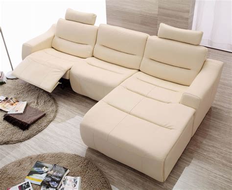 Cream Italian Leather Sectional Sofa Set with Recliner Chair - Contemporary - Sectional Sofas ...