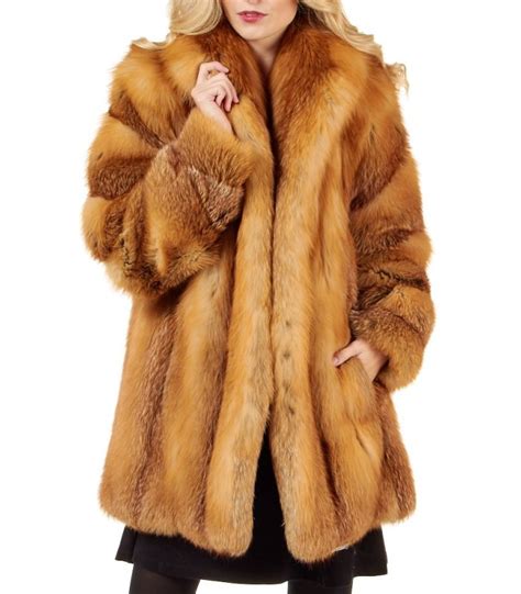 Women's Red Fox Fur Stroller Coat: FurSource.com