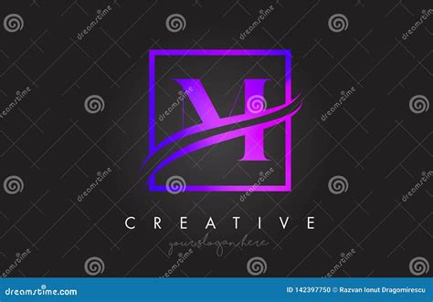 M Purple Violet Letter Logo Design with Square Swoosh Border and Creative Icon Design Stock ...