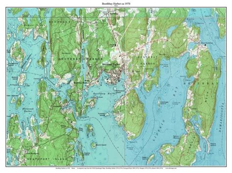 Boothbay Harbor 1970 - Custom USGS Old Topo Map - Maine - OLD MAPS