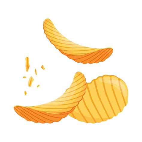 Fried potato chips, delicious crumbs, cartoon style. 3678896 Vector Art ...