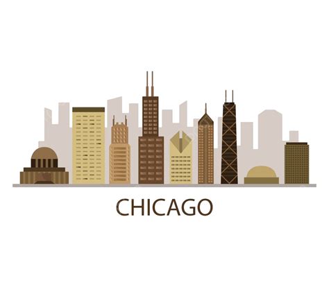 Chicago Skyline Landmark Skyline Art Vector, Landmark, Skyline, Art PNG and Vector with ...