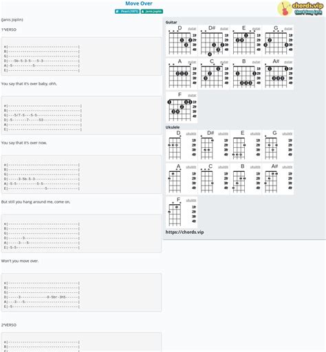 Hợp âm: Move Over - cảm âm, tab guitar, ukulele - lời bài hát | chords.vip