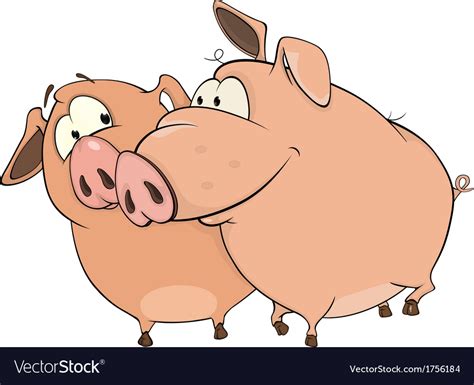 Two pigs cartoon Royalty Free Vector Image - VectorStock