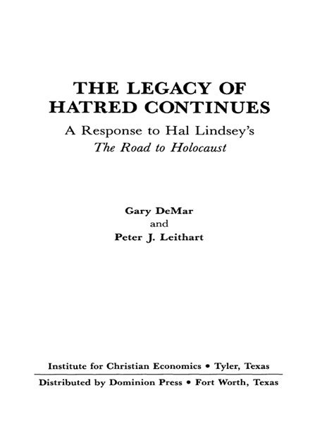 Legacy of Hatred Continues - A Response To Hal Lindsey's The Road To Holocaust | PDF ...