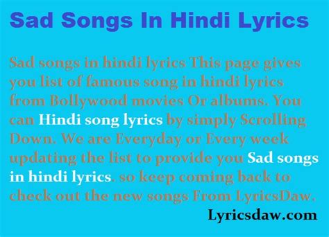 Sad Songs In Hindi Lyrics | New hindi lyrics songs