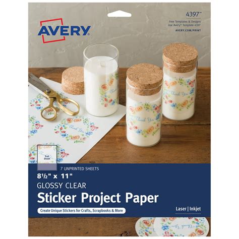 Avery Printable Sticker Paper Glossy Clear
