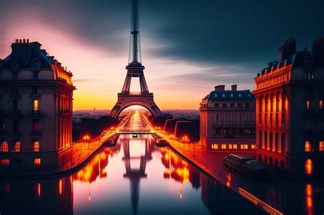 Premium Photo | A view of the eiffel tower at night