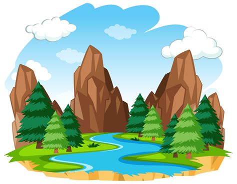 A river natural landscape 300162 Vector Art at Vecteezy