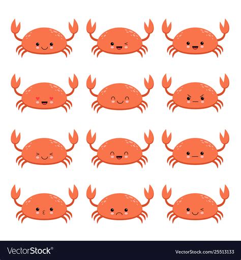 Cute cartoon red crab drawing crab character Vector Image