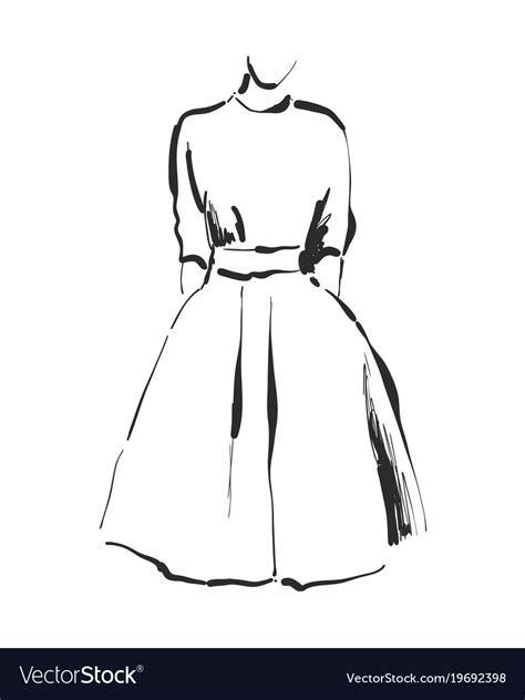 Dress drawing hand drawn clothes sketch Royalty Free Vector