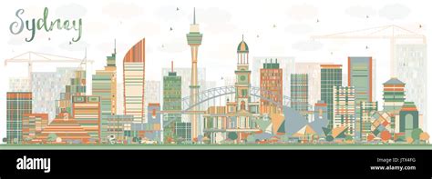 Sydney Australia Skyline with Color Buildings. Vector Illustration ...