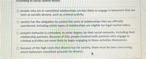 Solved According to social control theorypeople who are in | Chegg.com