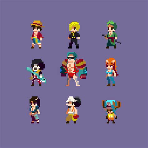 [OC] Today I recreated the Straw Hat Pirates from One Piece : PixelArt