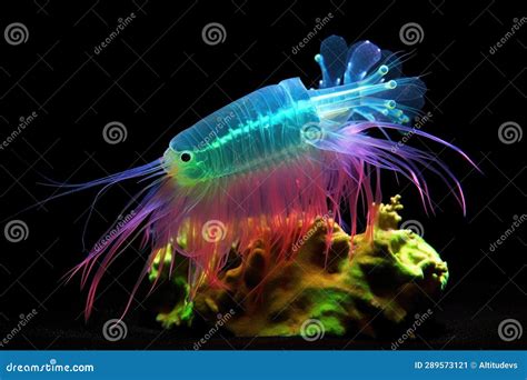 Vibrant Deep-sea Shrimp Emitting Bioluminescent Sparks Stock Image ...